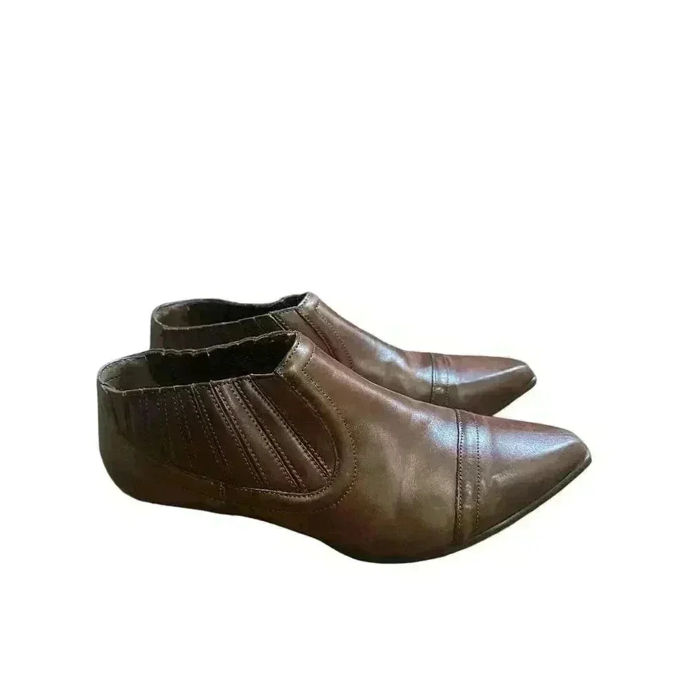 Vintage Circle S Wonens Brown Ankle Slip on Bootie Boots. Size 8M. 100% Leather